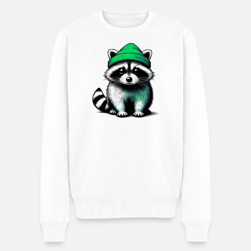 Waschbär - Männer Premium Bio Pullover - Weiß
