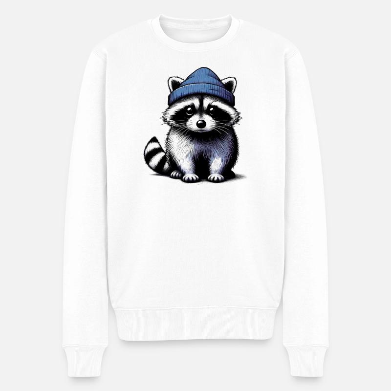 Waschbär - Männer Premium Bio Pullover - Weiß