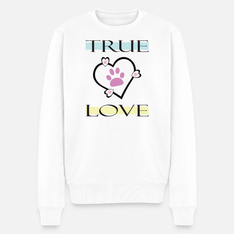 True Love Pfotenabdruck - Männer Premium Bio Pullover - Weiß