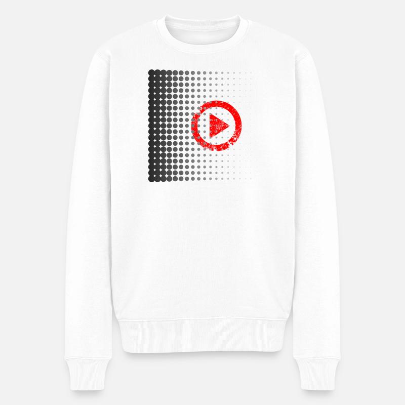 Halftone Play Button Retro - Männer Premium Bio Pullover - Weiß