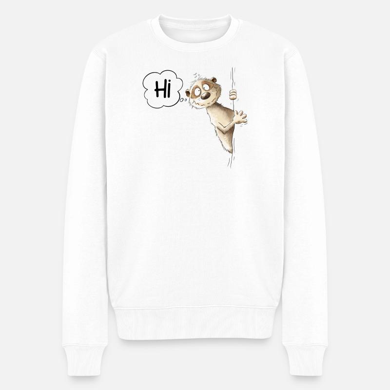 Salut Meerkat I Animaux sauvages - Pull Premium bio Homme - blanc