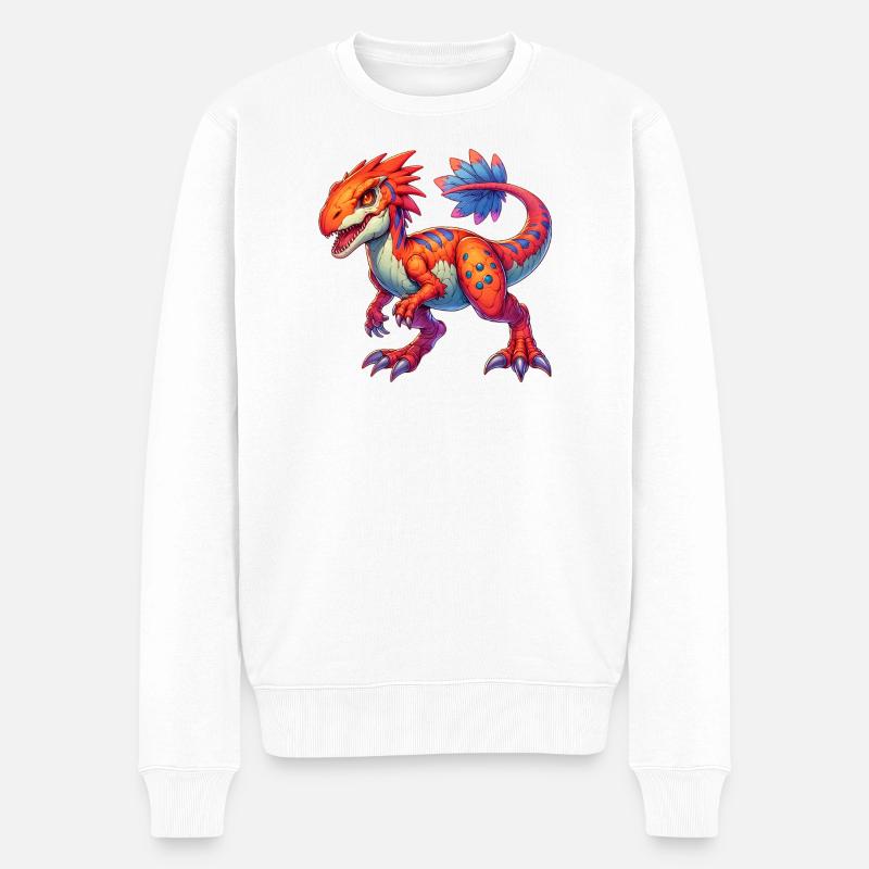 Dinosaurier - Männer Premium Bio Pullover - Weiß