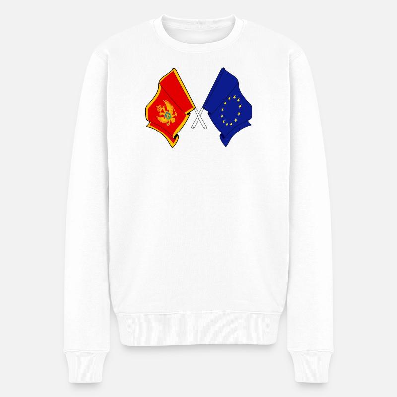 Drapeau du Monténégro, drapeau de l’Europe - Pull Premium bio Homme - blanc