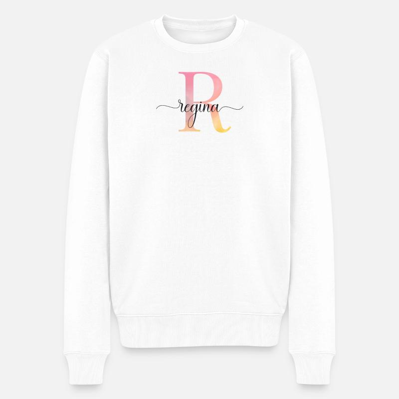 L | Monogramme | Nom | Régina |Aquarelle - Pull Premium bio Homme - blanc
