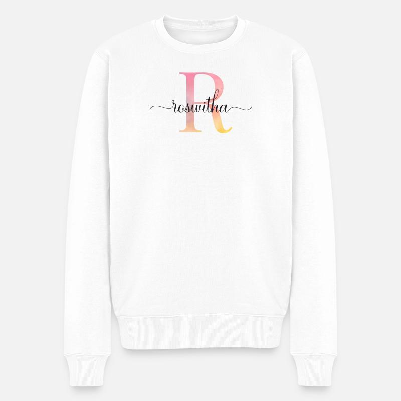 L | Monogramme | Nom | Roswitha |Aquarelle - Pull Premium bio Homme - blanc