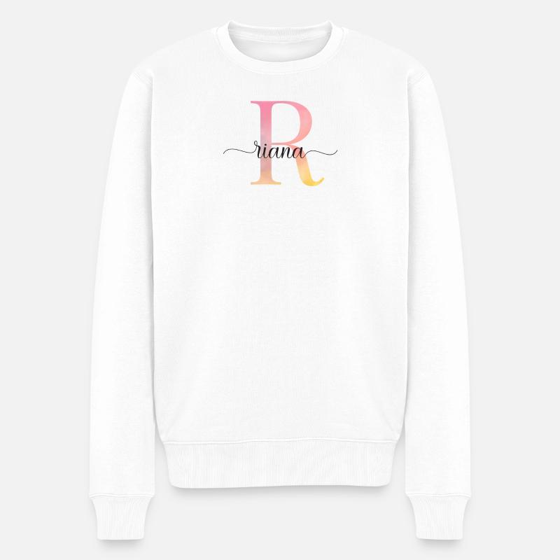 L | Monogramme | Nom | Riana |Aquarelle - Pull Premium bio Homme - blanc