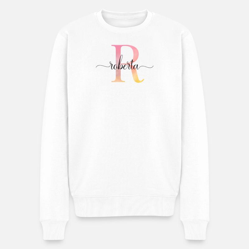 L | Monogramme | Nom | Roberta |Aquarelle - Pull Premium bio Homme - blanc
