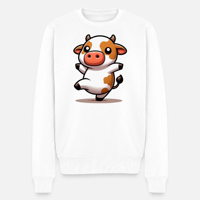 Kuh - Männer Premium Bio Pullover - Weiß