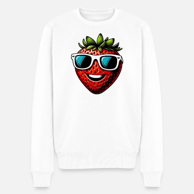 Erdbeeren Erdbeeren - Männer Premium Bio Pullover - Weiß