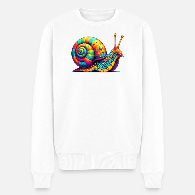 Schnecke - Männer Premium Bio Pullover - Weiß