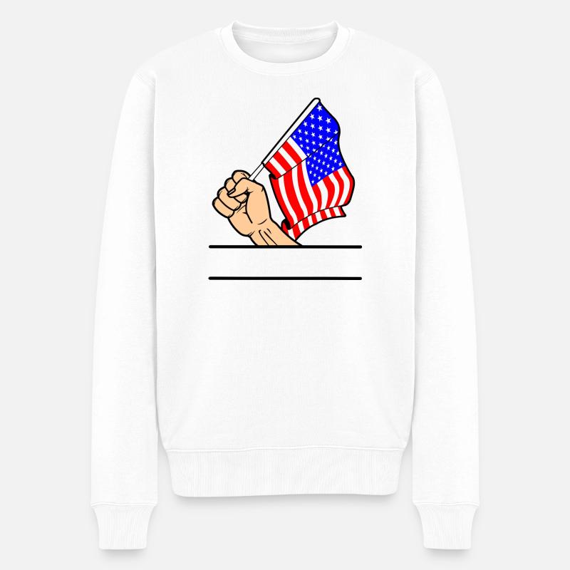Flagge USA erster Textraum - Männer Premium Bio Pullover - Weiß
