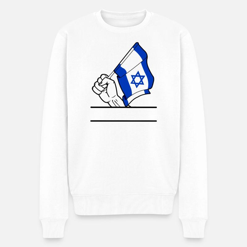 Flagge Israel transparenter Fausttextraum - Männer Premium Bio Pullover - Weiß