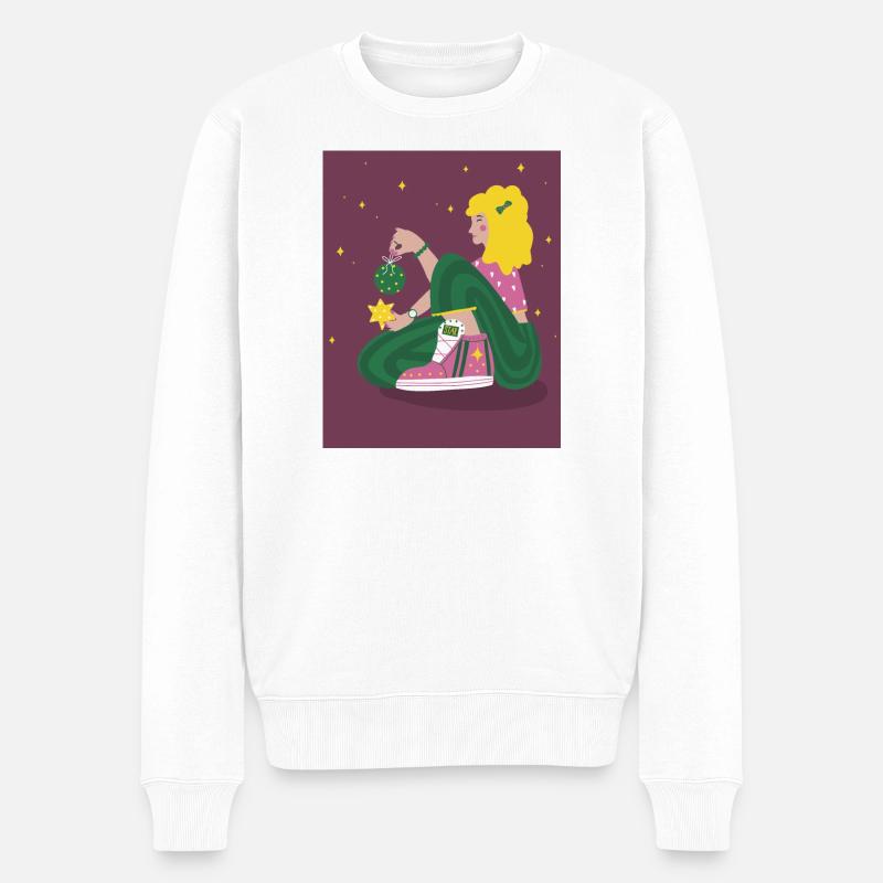 Fille de Noël avec des étoiles - Pull Premium bio Homme - blanc