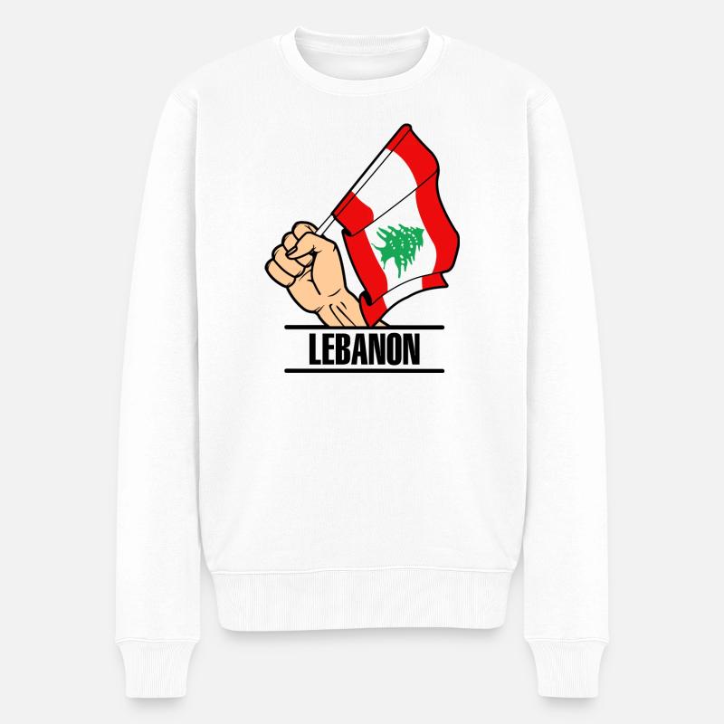 Flagge Libanon faust text LIBANON - Männer Premium Bio Pullover - Weiß
