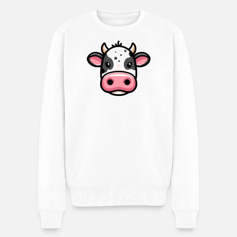 Kuh - Männer Premium Bio Pullover - Weiß