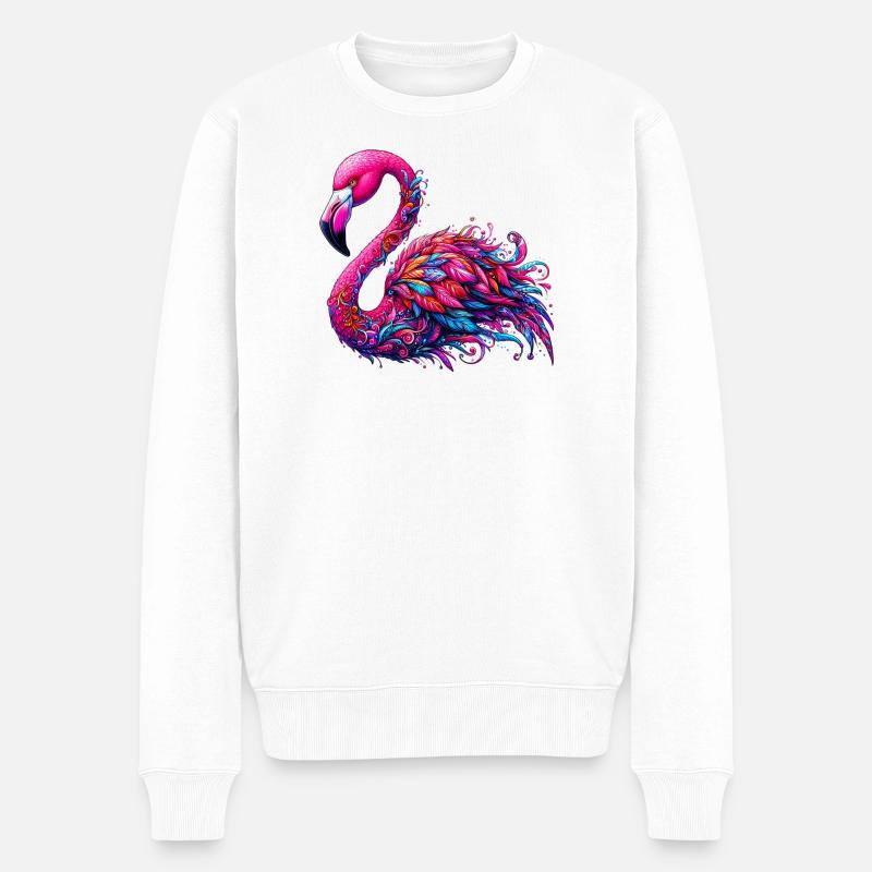 Flamingo - Männer Premium Bio Pullover - Weiß