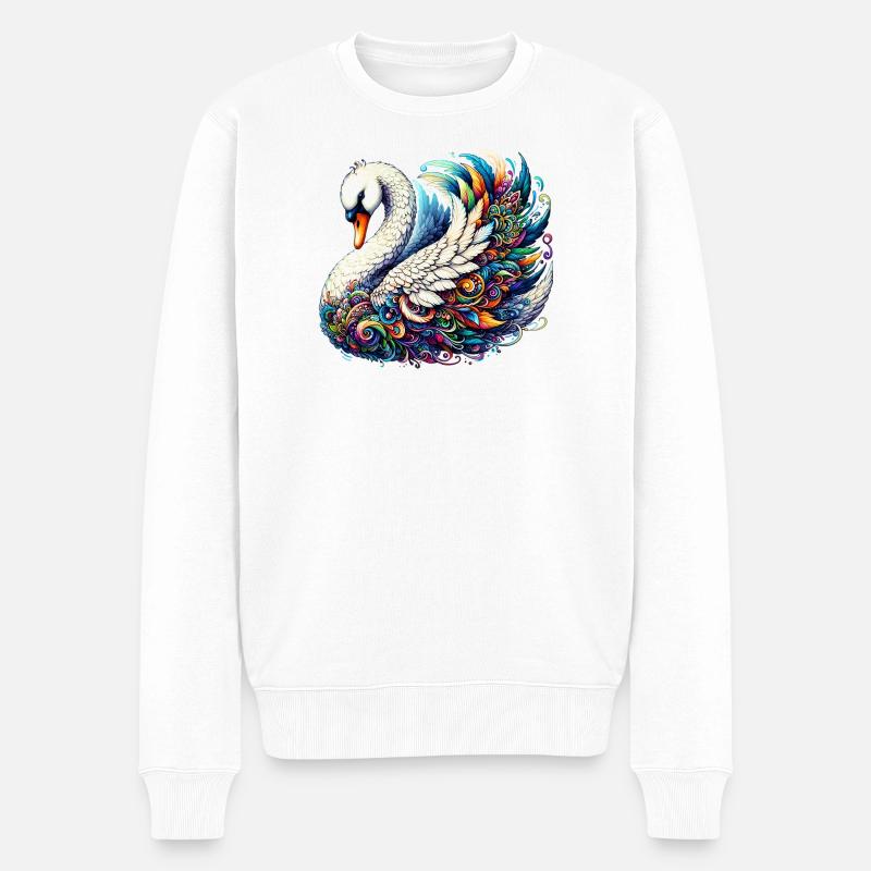 Schwan - Männer Premium Bio Pullover - Weiß