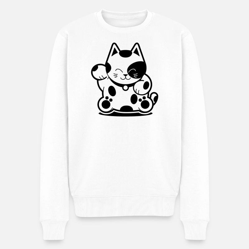 Chat chanceux - Pull Premium bio Homme - blanc