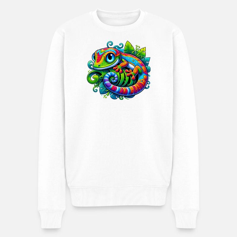 Gecko - Männer Premium Bio Pullover - Weiß