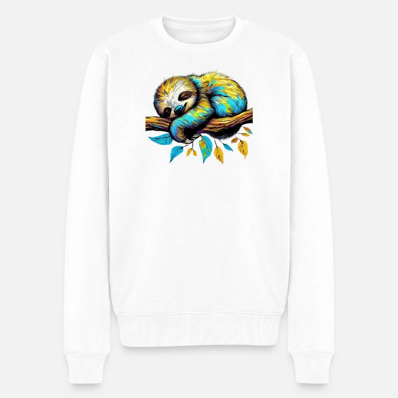 Faultier - Männer Premium Bio Pullover - Weiß