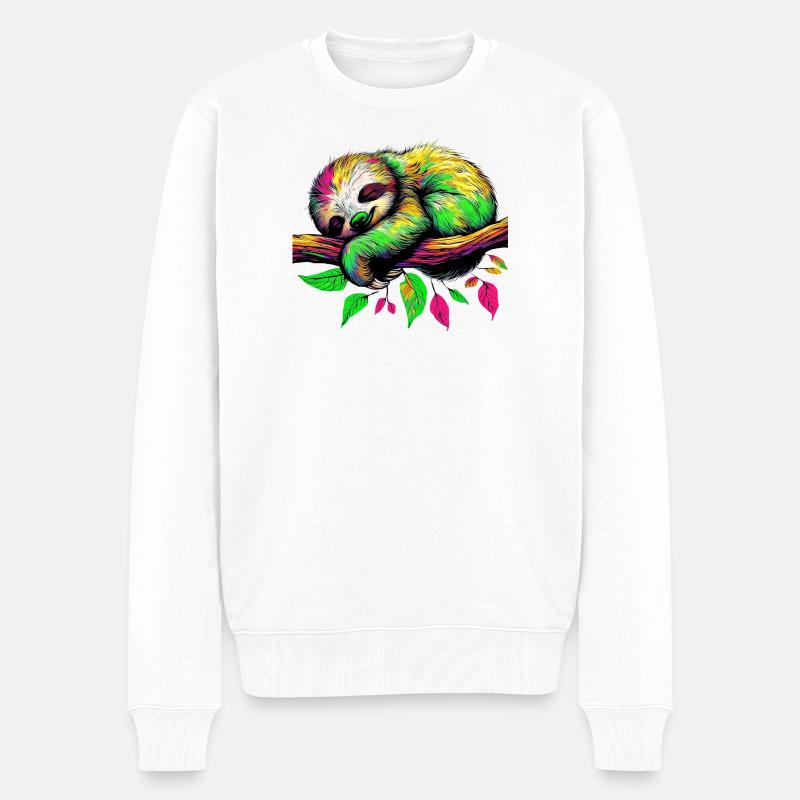 Faultier - Männer Premium Bio Pullover - Weiß