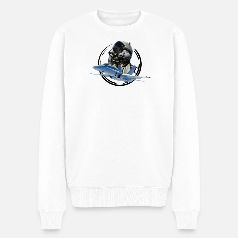 Pilot - Männer Premium Bio Pullover - Weiß