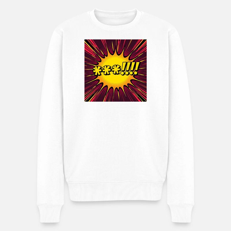 Comic Explosion Gelb-Pop - Männer Premium Bio Pullover - Weiß