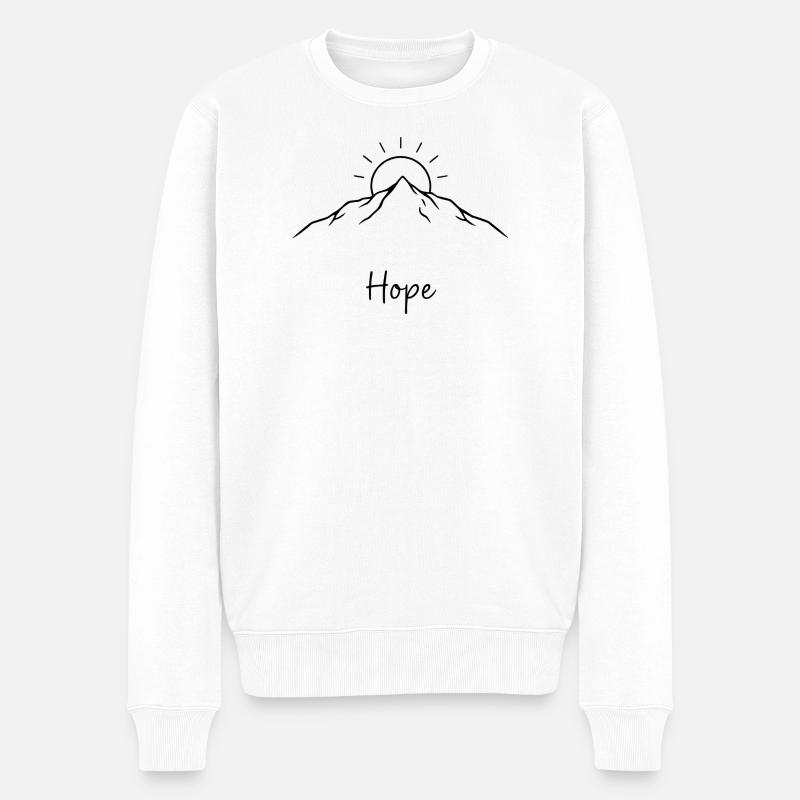 Sonnenaufgang am Berg Hoffnung - Männer Premium Bio Pullover - Weiß