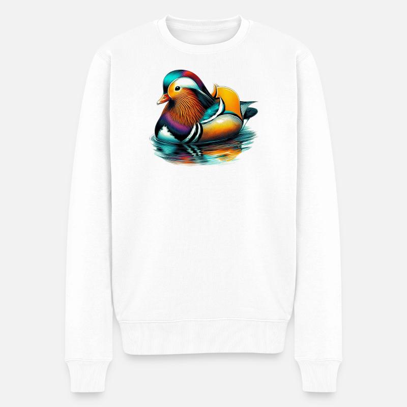 Mandarinente - Männer Premium Bio Pullover - Weiß