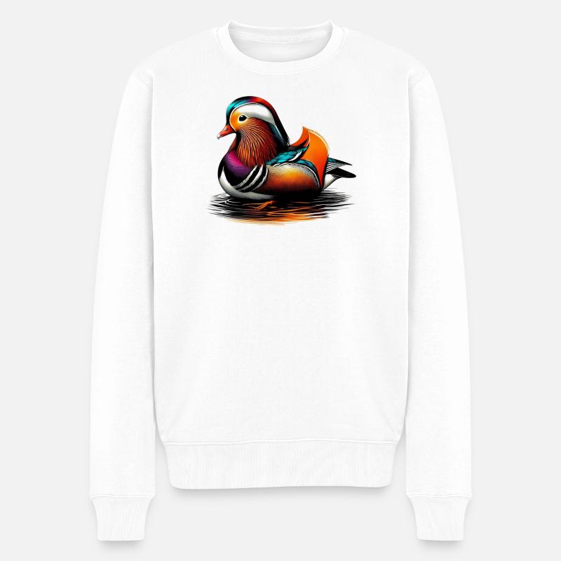 Mandarinente - Männer Premium Bio Pullover - Weiß