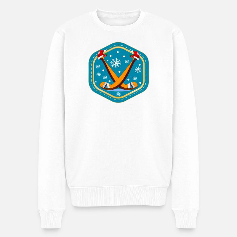 WEIHNACHTEN EISHOCKEY - Männer Premium Bio Pullover - Weiß