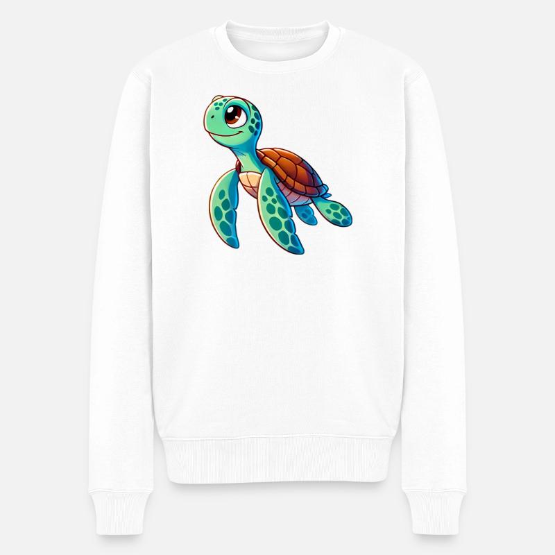 Schildkröte - Männer Premium Bio Pullover - Weiß