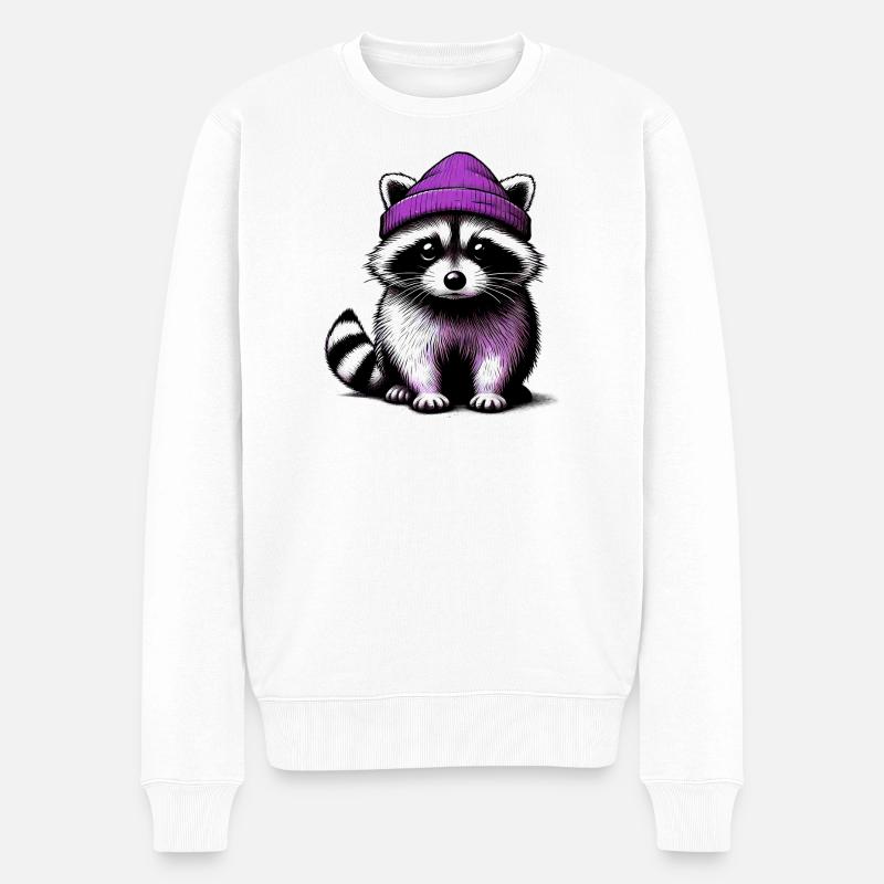 Waschbär - Männer Premium Bio Pullover - Weiß