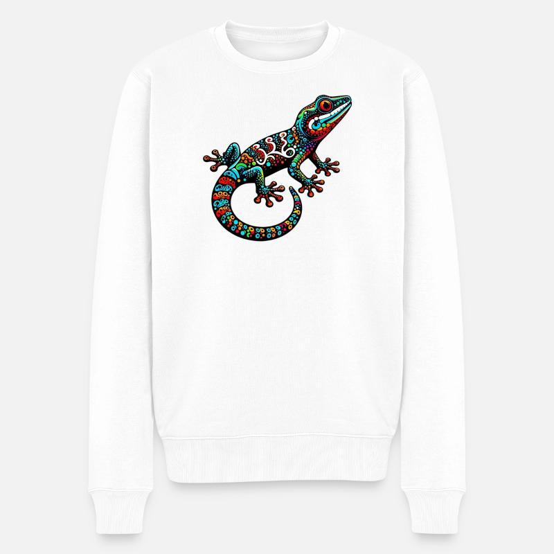 Gecko - Männer Premium Bio Pullover - Weiß