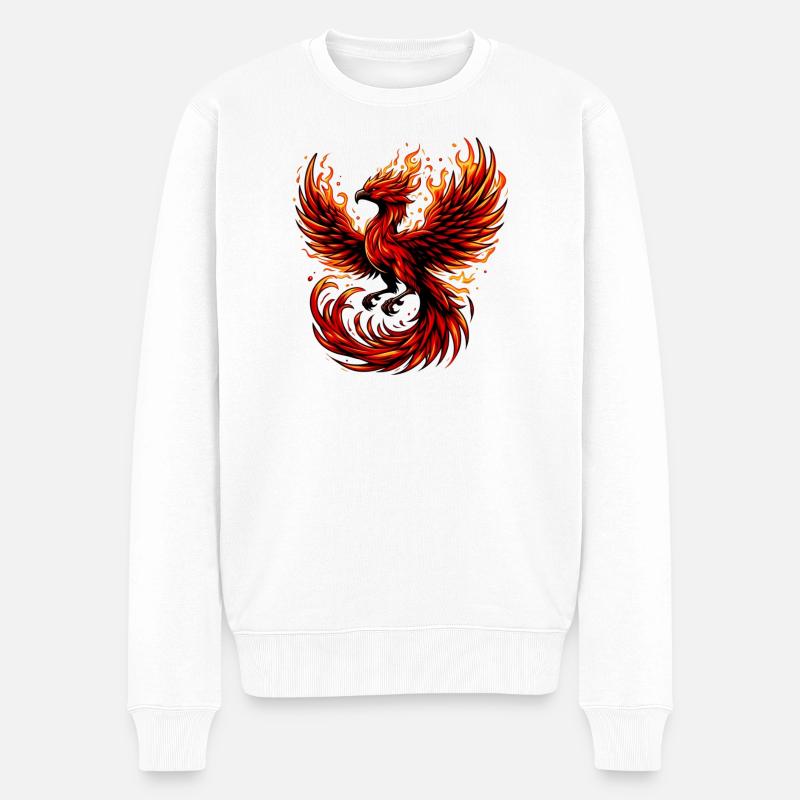 Roter Phönix - Männer Premium Bio Pullover - Weiß