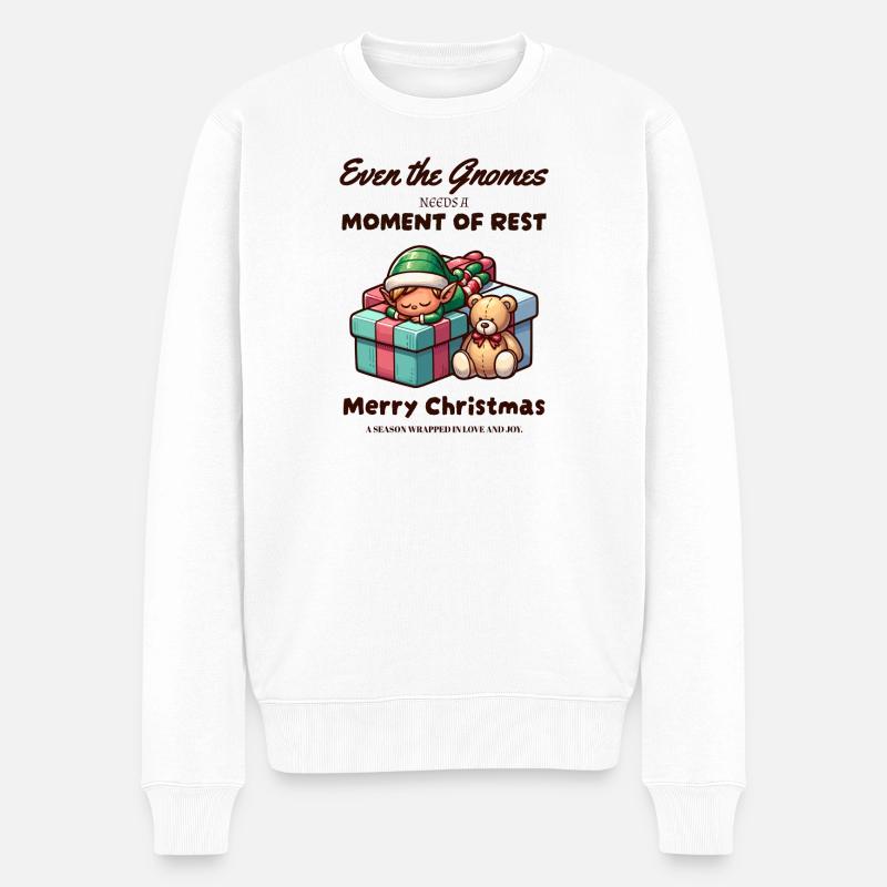Zwerge an Weihnachten - Männer Premium Bio Pullover - Weiß