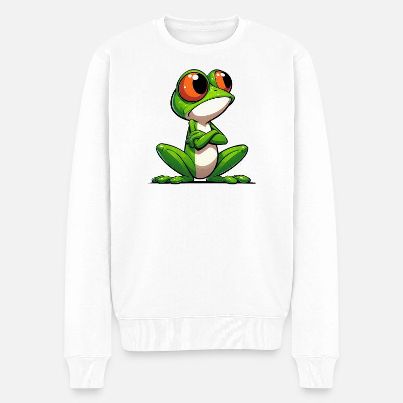 Frosch - Männer Premium Bio Pullover - Weiß