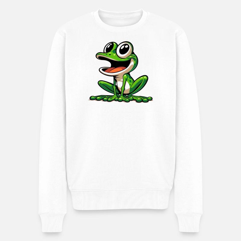 Frosch - Männer Premium Bio Pullover - Weiß