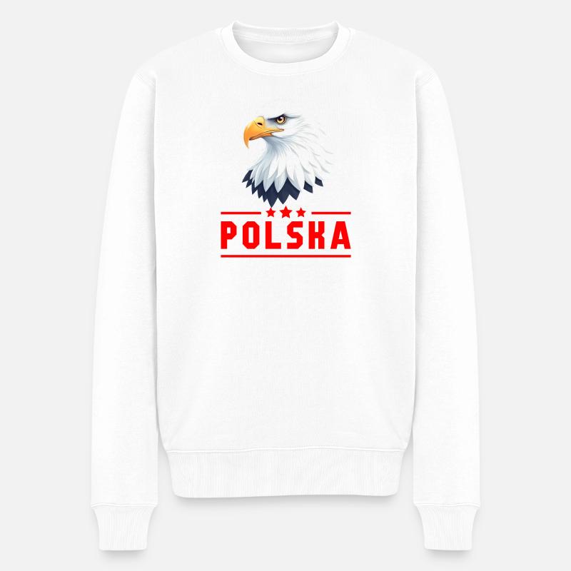 POLEN Adler rote Buchstaben - Männer Premium Bio Pullover - Weiß