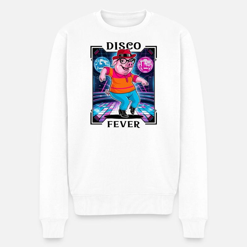 Cochon disco cool - Pull Premium bio Homme - blanc