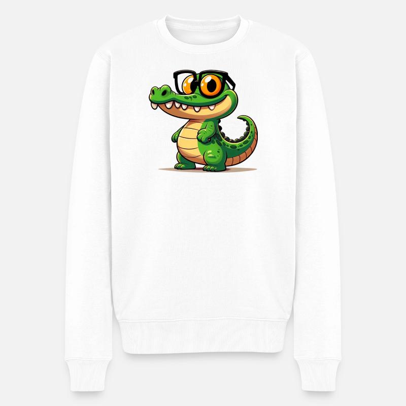 Alligator-Krokodil - Männer Premium Bio Pullover - Weiß