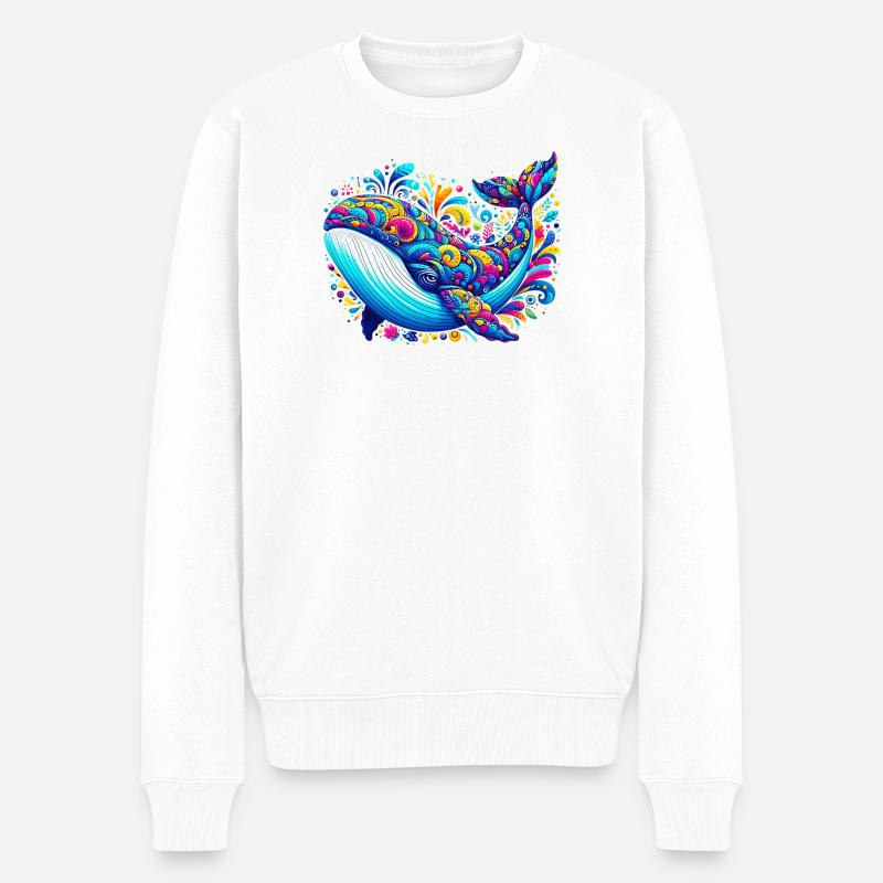 Wal - Männer Premium Bio Pullover - Weiß
