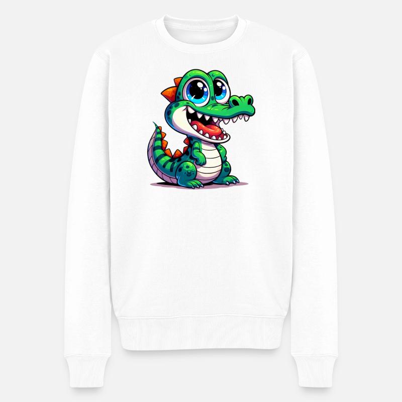 Alligator-Krokodil - Männer Premium Bio Pullover - Weiß