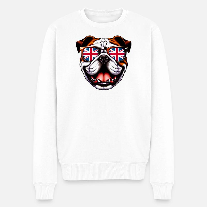 Bouledogue anglais Chien - Pull Premium bio Homme - blanc