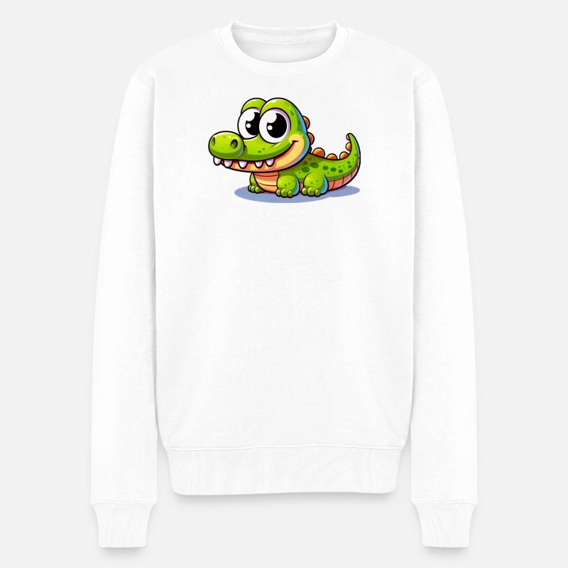 Alligator-Krokodil - Männer Premium Bio Pullover - Weiß