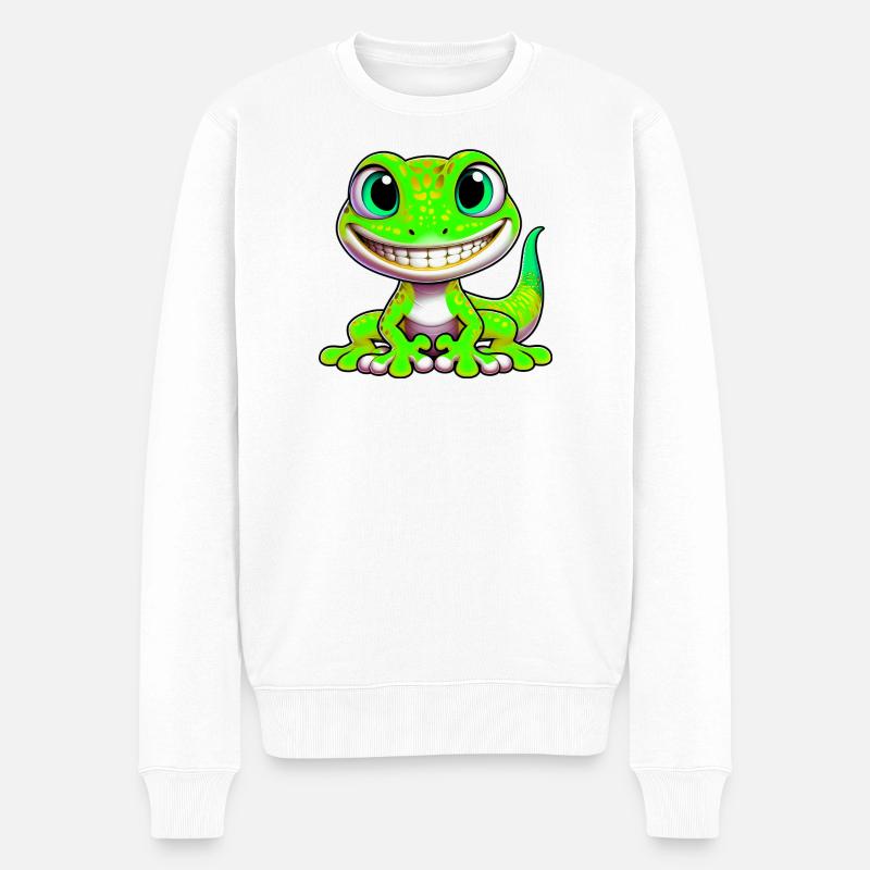 Gecko - Männer Premium Bio Pullover - Weiß