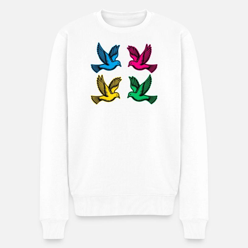 Tauben - Männer Premium Bio Pullover - Weiß