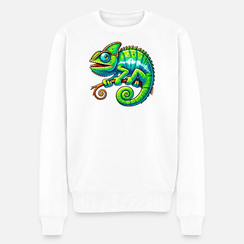 Chamäleon - Männer Premium Bio Pullover - Weiß