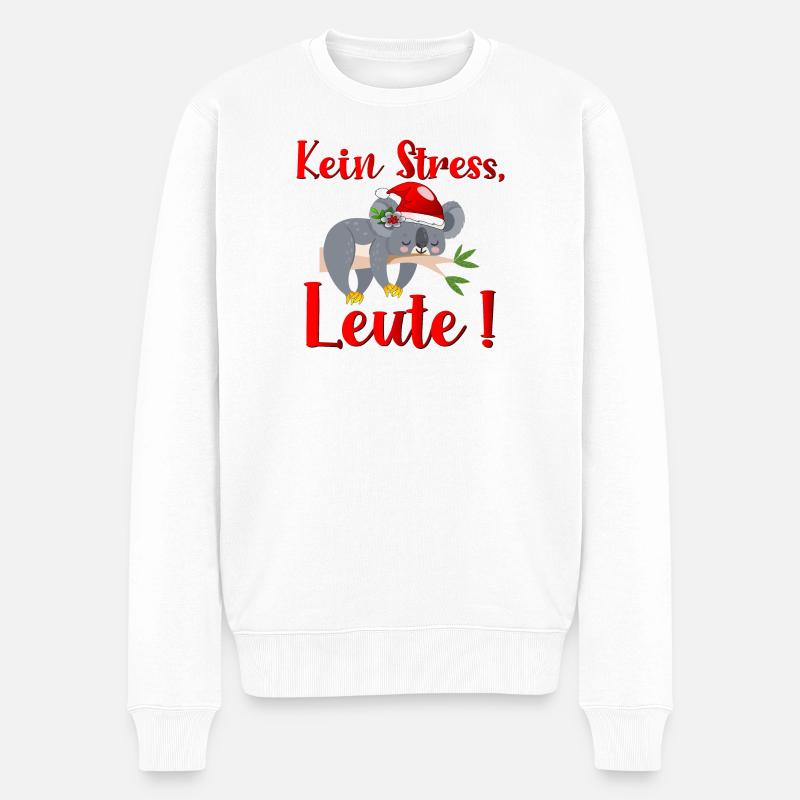 WEIHNACHTEN STRESS KOALA BÄR - Männer Premium Bio Pullover - Weiß