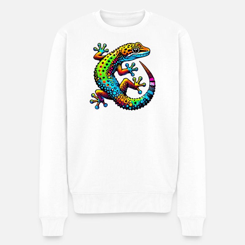 Gecko - Männer Premium Bio Pullover - Weiß